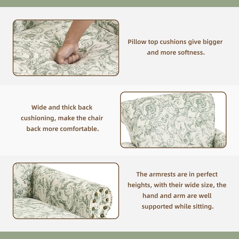 Living Room Armchair with Nailhead Trim - 29.9"W x 29.9"H x 32.9"D