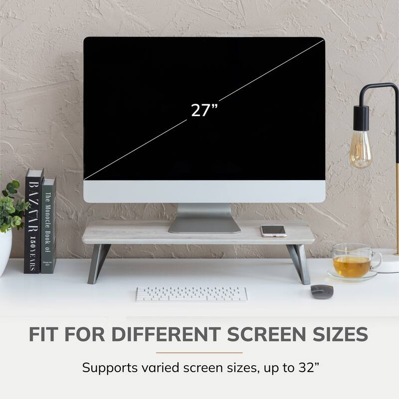 Jani Wood Monitor Stand Riser Desk - Ergonomic Design Stand, Desktop Organizer Table for Home, Office Workspace, Gaming Desk