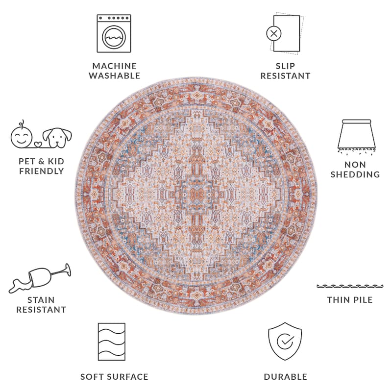 SAFAVIEH Tucson Machine Washable Slip Resistant Zada Traditional Rug