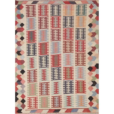 Vegetable Dye Kilim Qashqai Persian Area Rug Vintage Wool Carpet - 3'4"x 4'10"