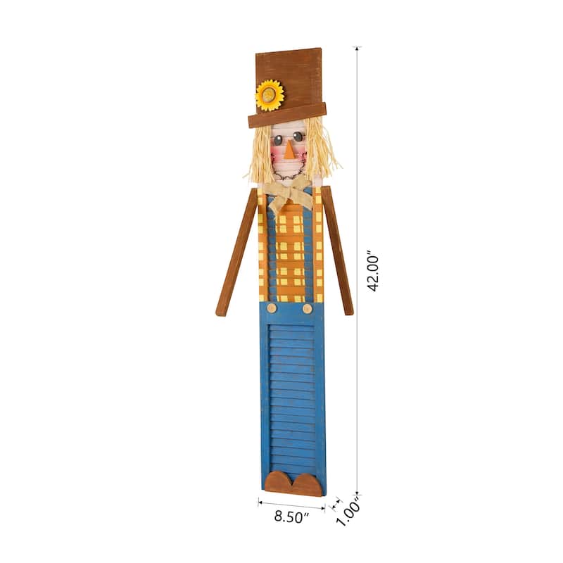 Glitzhome Thanksgiving Wooden Scarecrow Porch Sign Decor