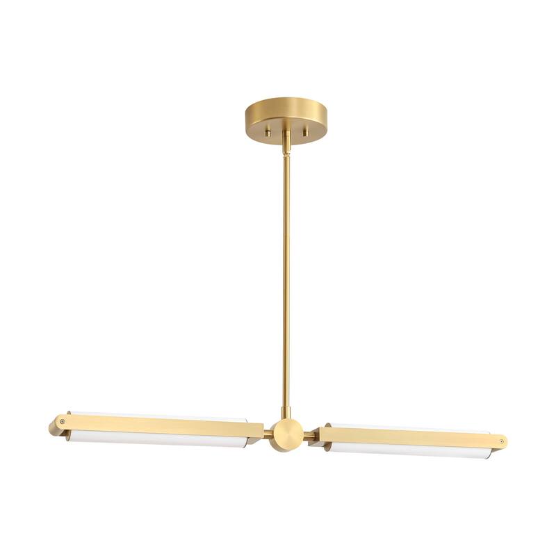 2-Light Modern Linear Dimmable Integrated LED 3000K Warm Light Kitchen Island Pendant Light