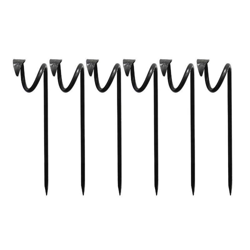 Achla Designs 14" H Graphite Wrought Iron Hose Guard w/Leaf End Design (Set of 6), Hose Guide - 14"H