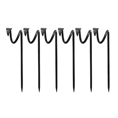 Achla Designs 14" H Graphite Wrought Iron Hose Guard w/Leaf End Design (Set of 6), Hose Guide - 14"H