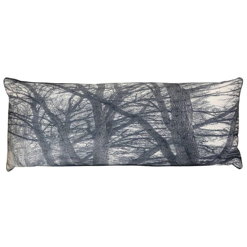 StyleCraft Wyatt Abstract Winter Grove Abstract Pillow - Charcoal, Ash Gray & Soft Ivory - 36" x 14"