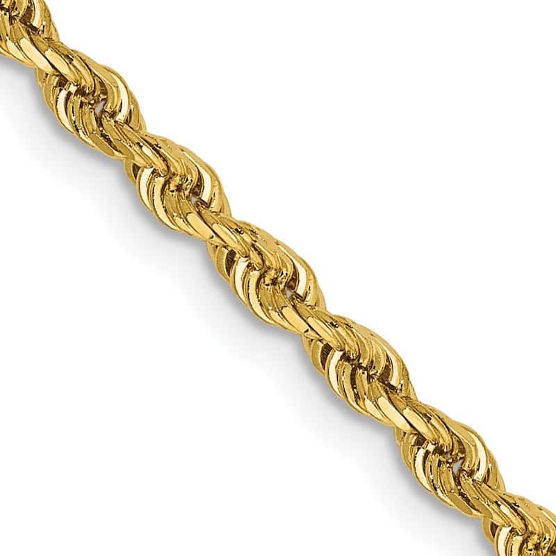 Curata 14k Yellow Gold Solid 2.75mm D Cut Quadruple Rope Chain Bracelet Lobster Claw