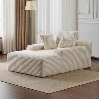 Oversized Chaise Lounge Chair Cozy Cloud Couch,Upholstered Sleeper Sofa Daybed With 3 Throw Pillows And Wide Armrest