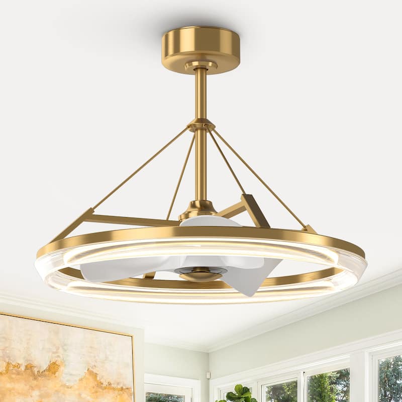 30" Modern Gold 3CCT LED Fandelier Ceiling Fan with Light and Remote