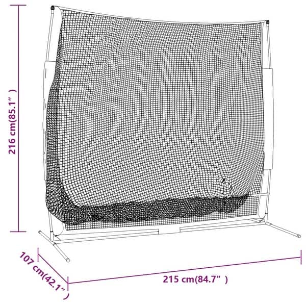 vidaXL Portable Baseball Net Black and Red 84.6"x42.1"x85" Polyester