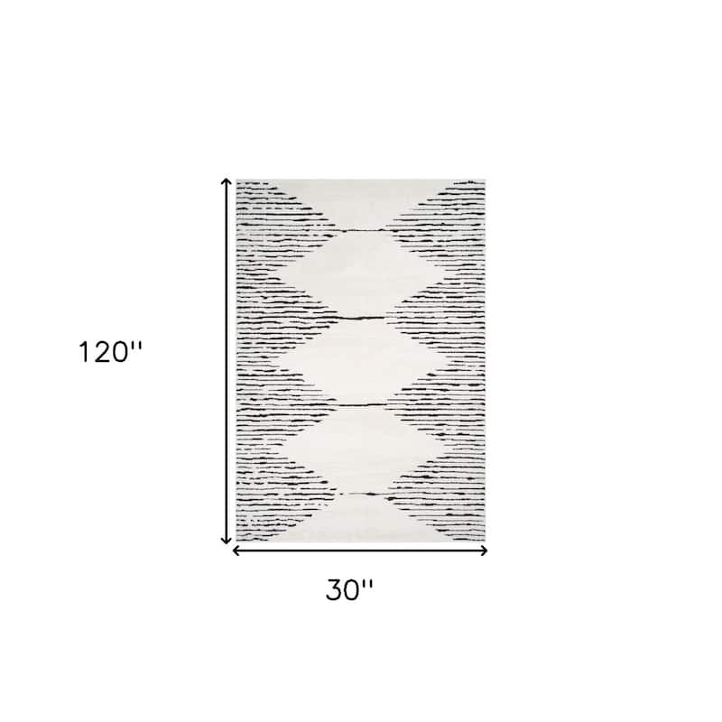 HomeRoots Moroccan Transitional Runner Area Rug - 120.00 in. x 30.00 in. x 0.60 in.