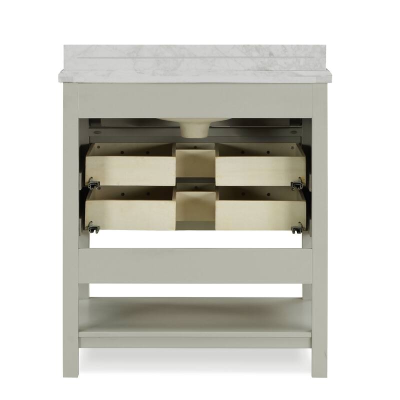 Furniture of America Anya 31" Single Bathroom Vanity with White Carrera Marble Top and Undermount Sink