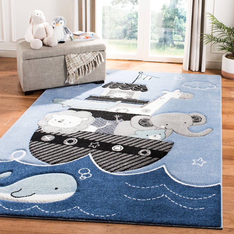 SAFAVIEH Carousel Kids Simin Animal Rug - 6'7" x 9' - Blue/Grey