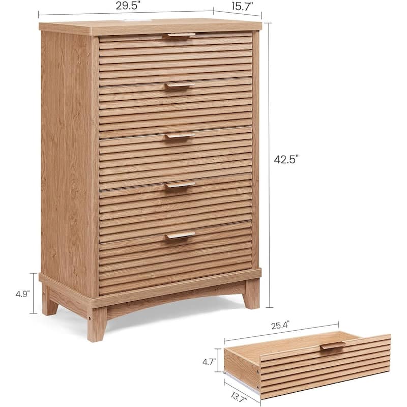 Wooden Drawers Dresser with Charging Station Dresser for Bedroom Chest of Drawers