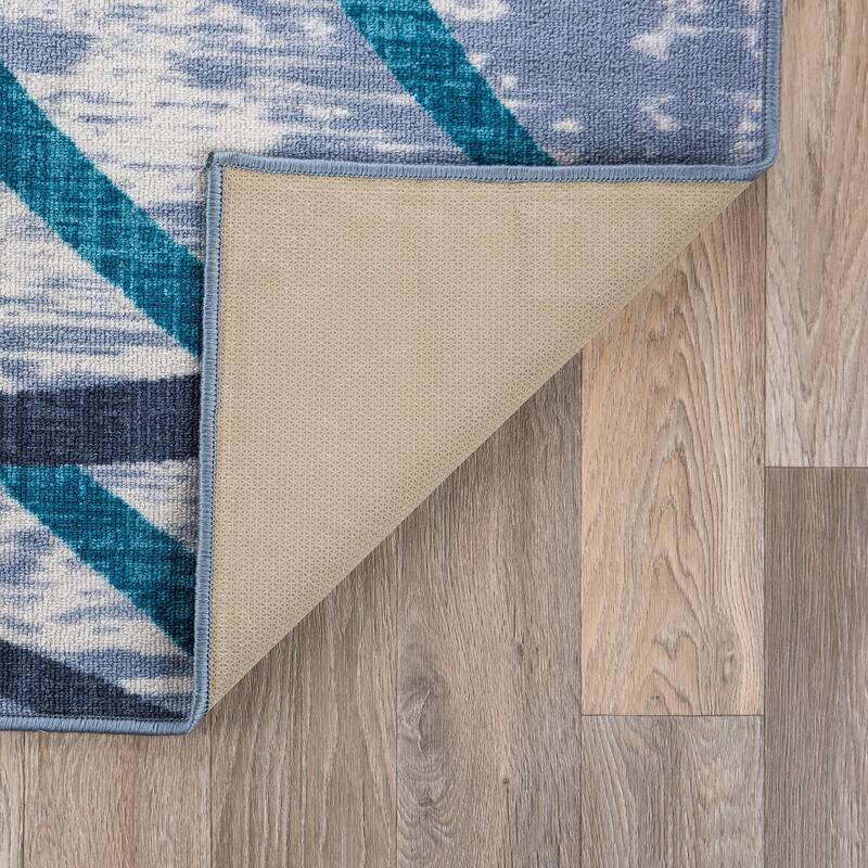 Contemporary Distressed Abstract Lines Non Slip Area Rug