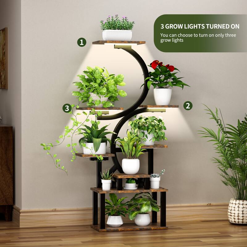 8 Tiered Plant Stand with 5 Grow Lights and 10-Level Stepless Dimming