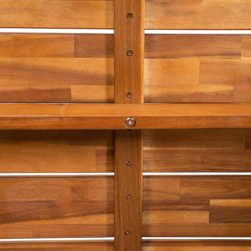 Outdoor Acacia Wood Dining Table Set with 1 Table and 1 Bench