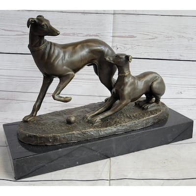 Pj Mene Two Greyhounds Imitative Dogs Playingargente And Dore Bronze Statue Sculpture