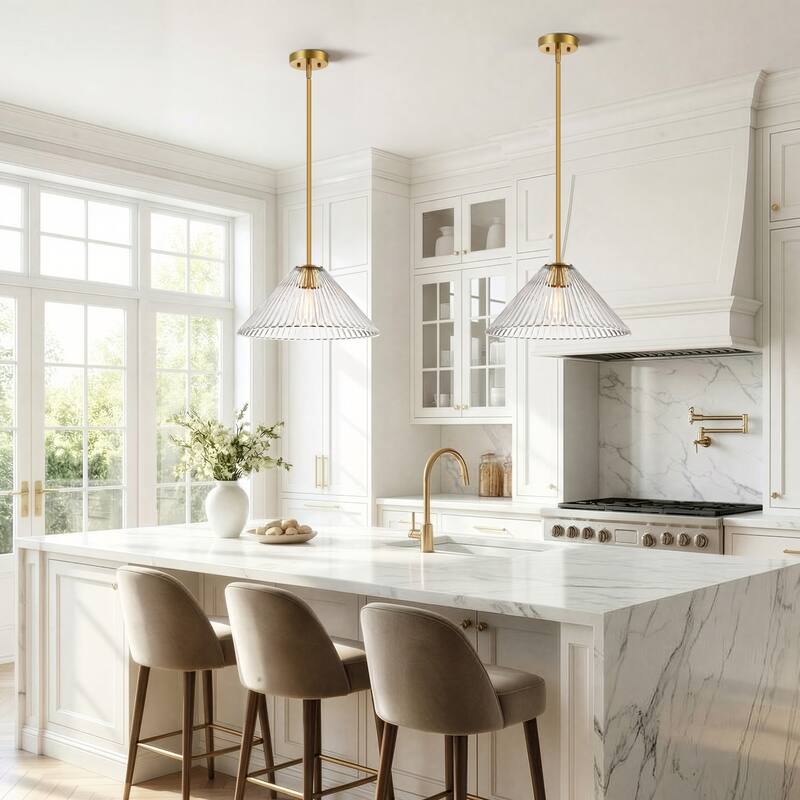 LamQee 1 -Light Metal Cone Pendant Light Adjustable Hanging Lighting - 15.7inch