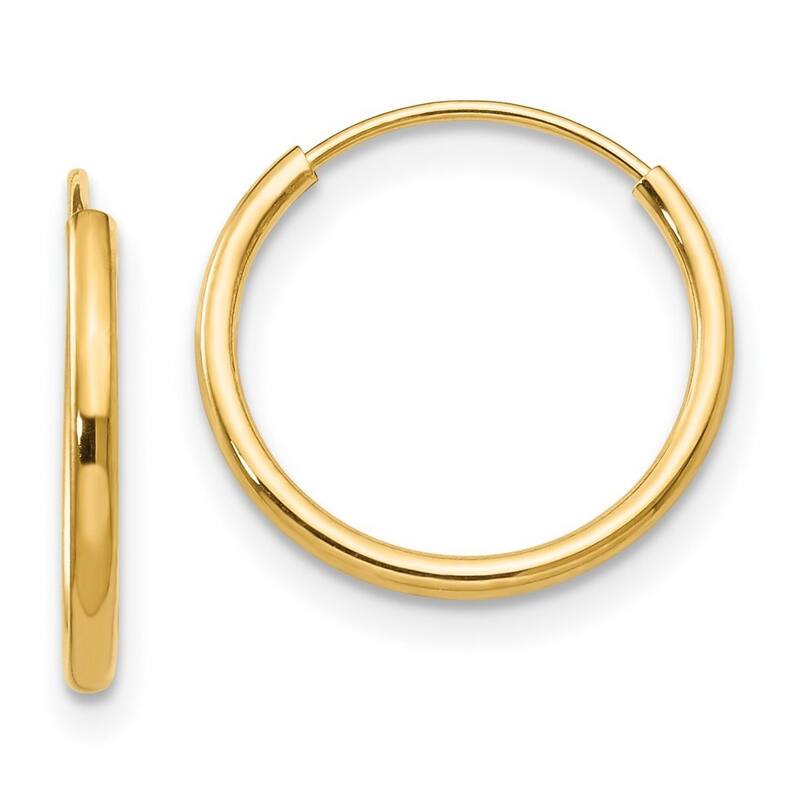 Curata 14k Yellow Gold Polished Endless Hoop Earrings 12x2mm