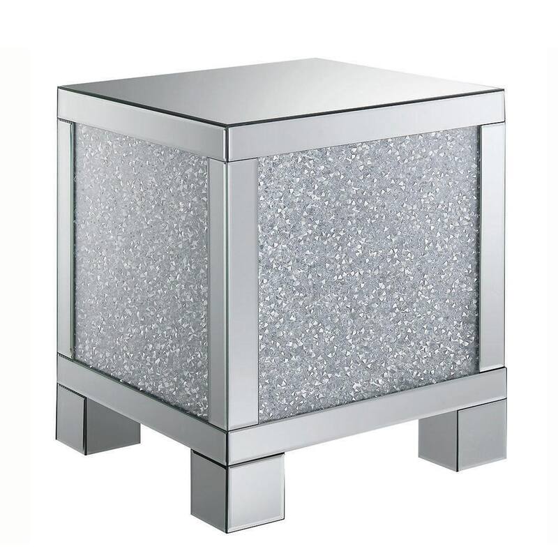 20 in. Silver Square Wood End Table, Sturdy Build End Side Table for Living Rooms