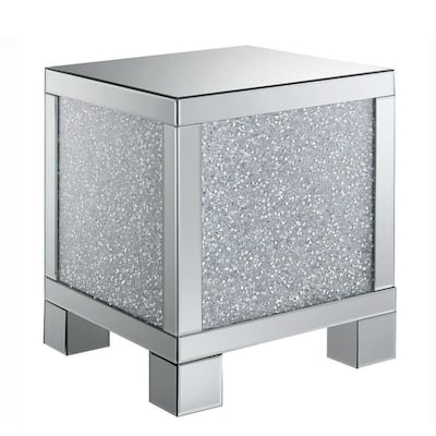 20 in. Silver Square Wood End Table, Sturdy Build End Side Table for Living Rooms