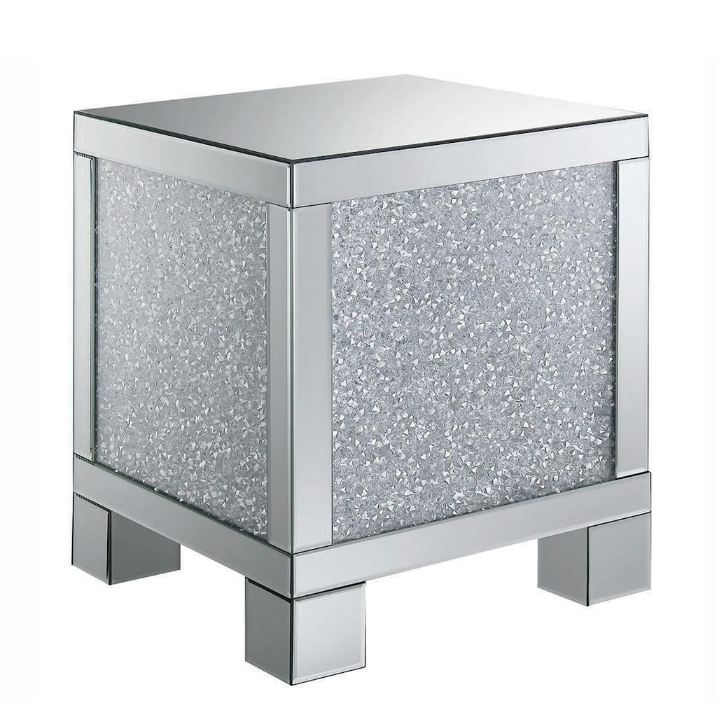 20 in. Silver Square Wood End Table, Sturdy Build End Side Table for Living Rooms
