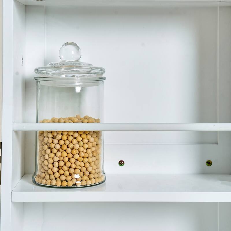 Freestanding Pantry Cabinet with Doors and Adjustable Shelves