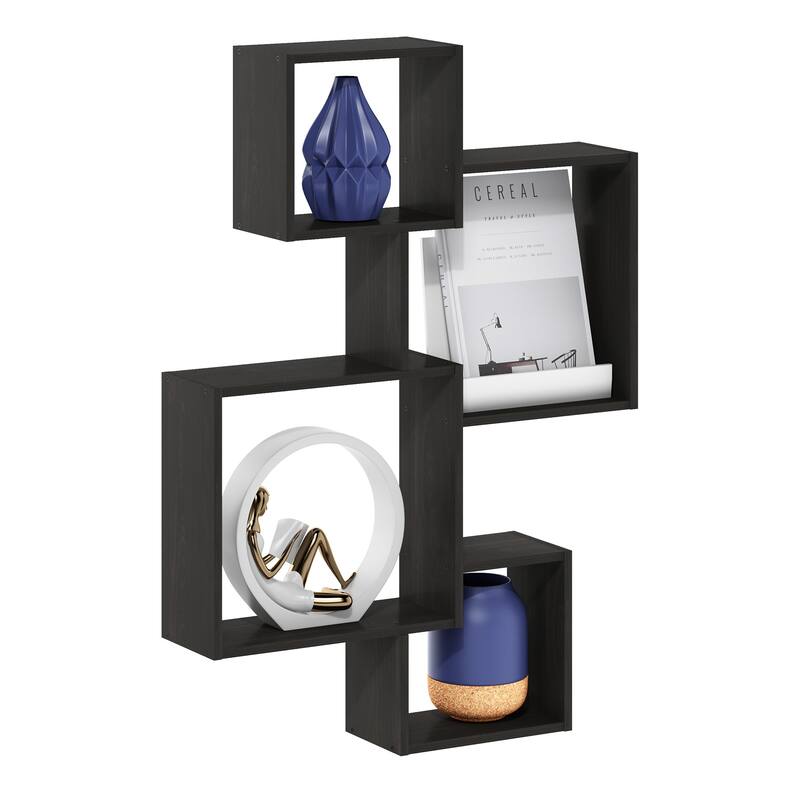 Furinno Rossi Interweave Wall Mount Floating Cube Shelf
