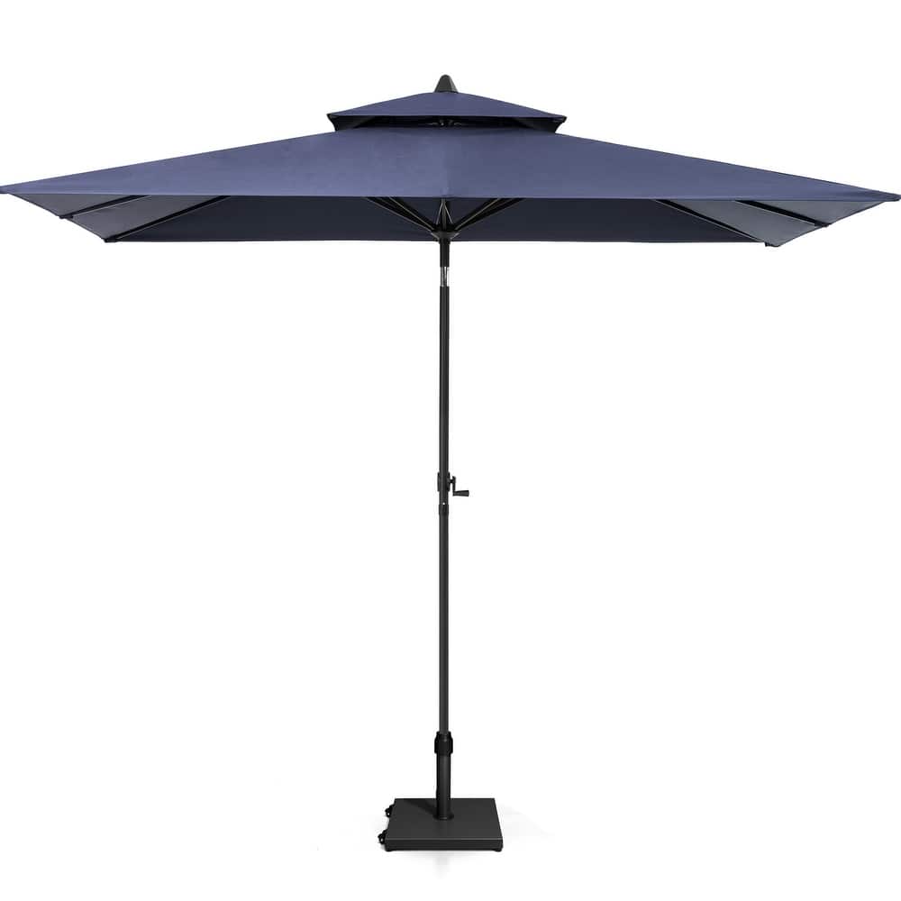 Pellebant 9 x 5 Ft Outdoor Double Top Market Umbrella with Wheels Base