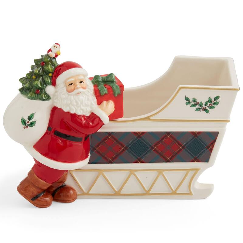 Spode Christmas Tree Santa Sleigh Candy Jar - 8" L x 6.5" W x 6.5" H - 1 Piece - 8" L x 6.5" W x 6.5" H - Multicolored