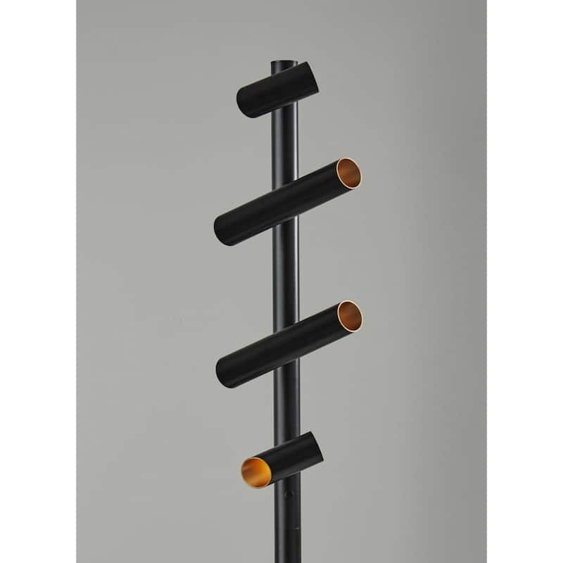 72 Inch Black LED Floor Lamp with 4 Adjustable Metal Cylinder Shades - 14" x 14" x 72"