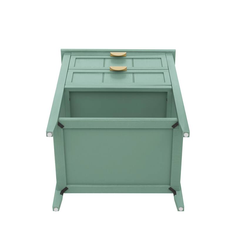 2 Drawer Side table with Bottom Open Shelf and Semi-circular Handle