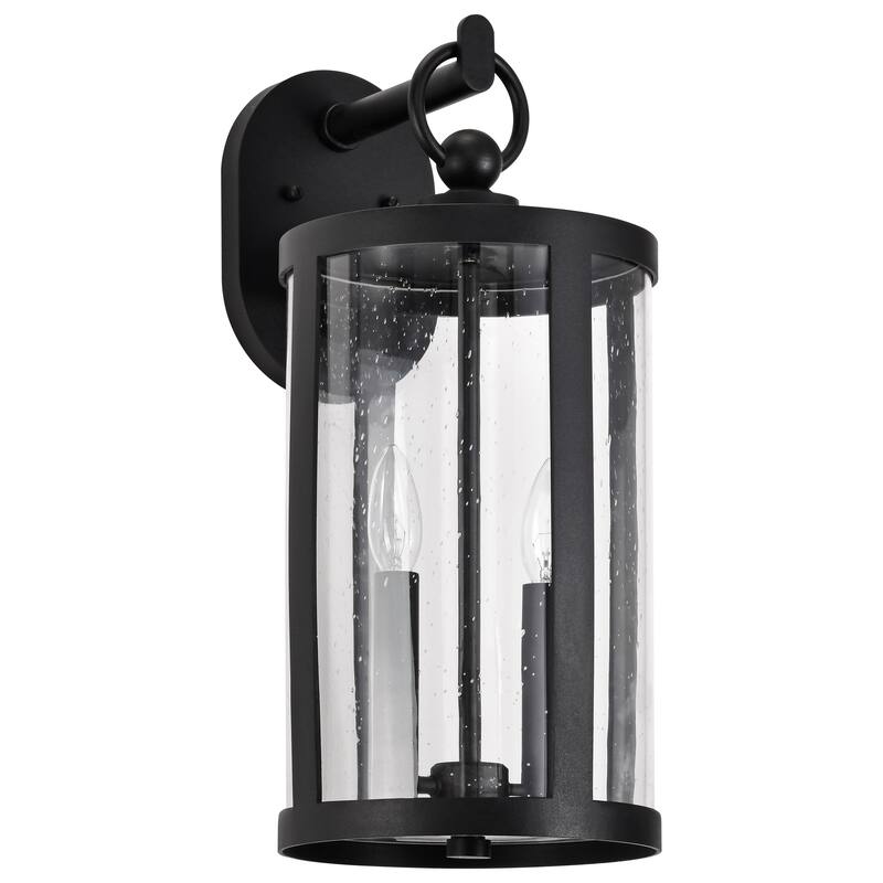 Broadstone 2 Light Medium Wall Lantern Matte Black with Clear Seeded Glass