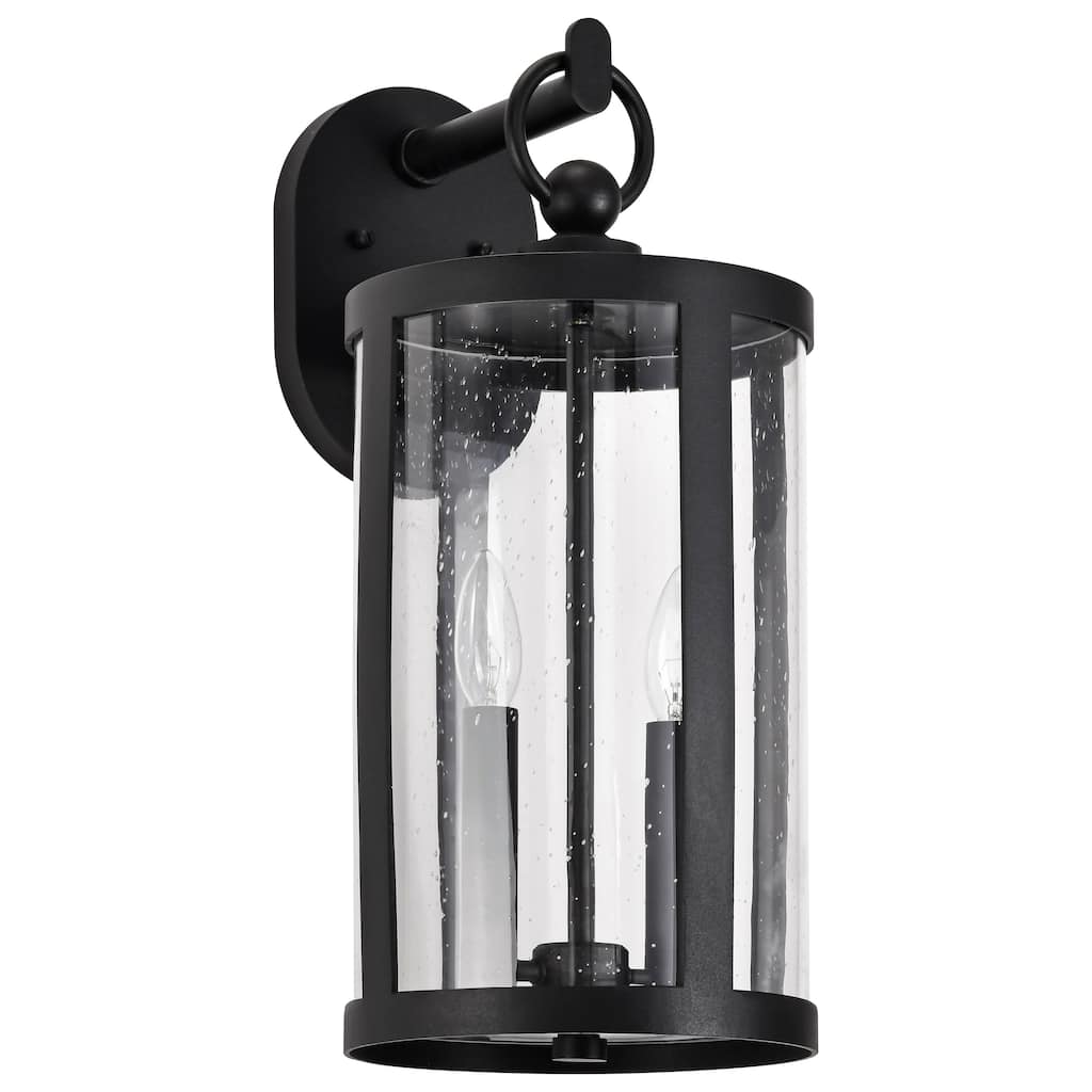 Broadstone 2 Light Medium Wall Lantern Matte Black with Clear Seeded Glass