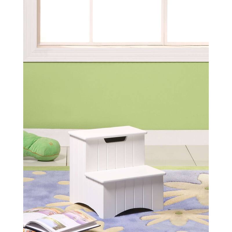 Wood Step Stool with Storage, Dark Cherry