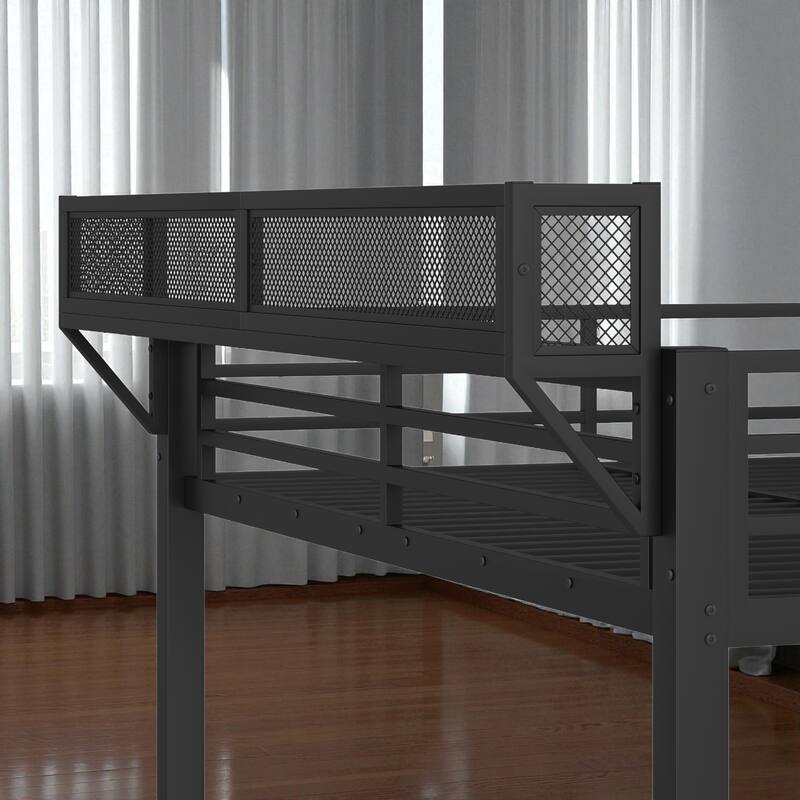 Queen over Queen/Twin XL over Twin XL Metal Bunk Bed with Storage Shelves, Drawers, USB Ports & LED Lights