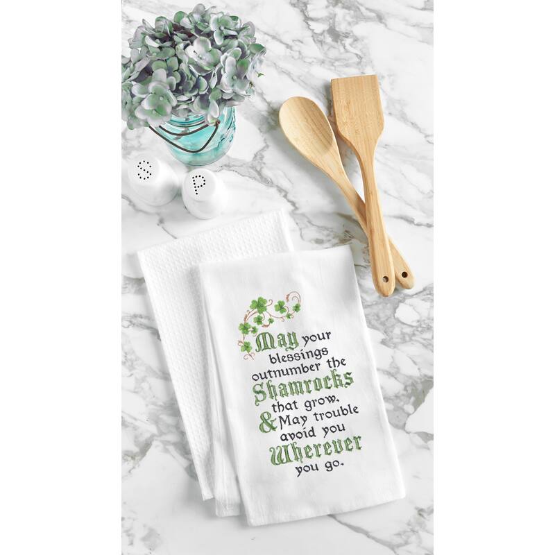 May Your Blessings Outnumber The Shamrocks St. Patrick's Day Flour Sack Kitchen Towel