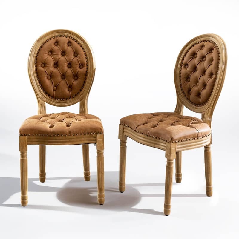 Upholstered French Style Nailhead Dining Chairs(Set of 2)