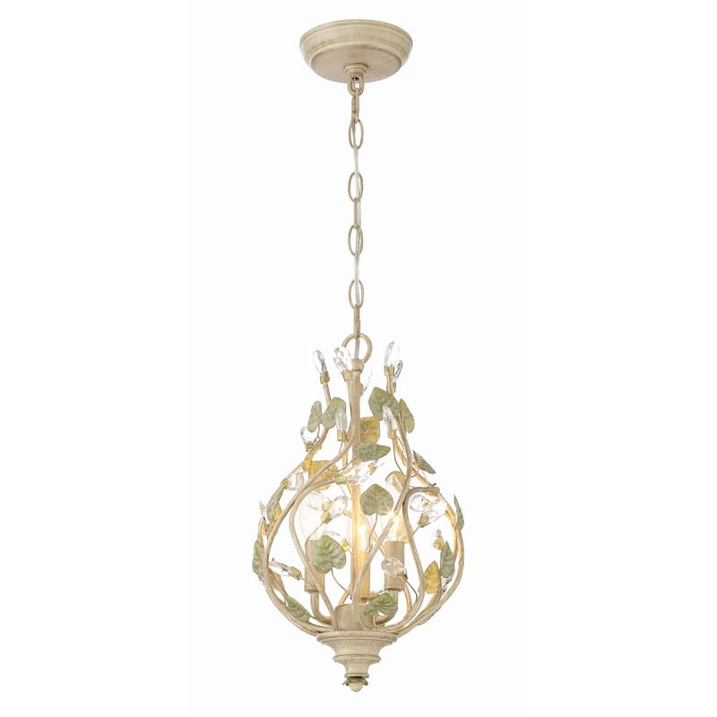 Josie 3 Light Champagne Green Tea Mini Chandelier - 9"W x 16"H x 9"D