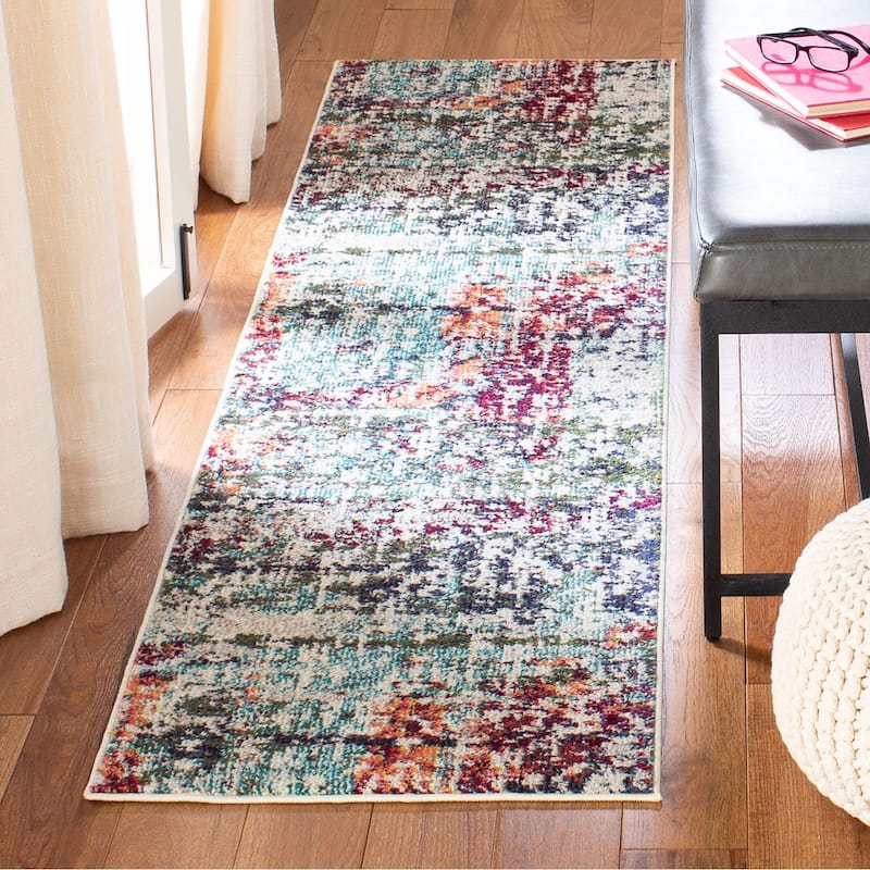 SAFAVIEH Madison Evangelina Modern Abstract Rug - 2' x 8' Runner - Blue/Green
