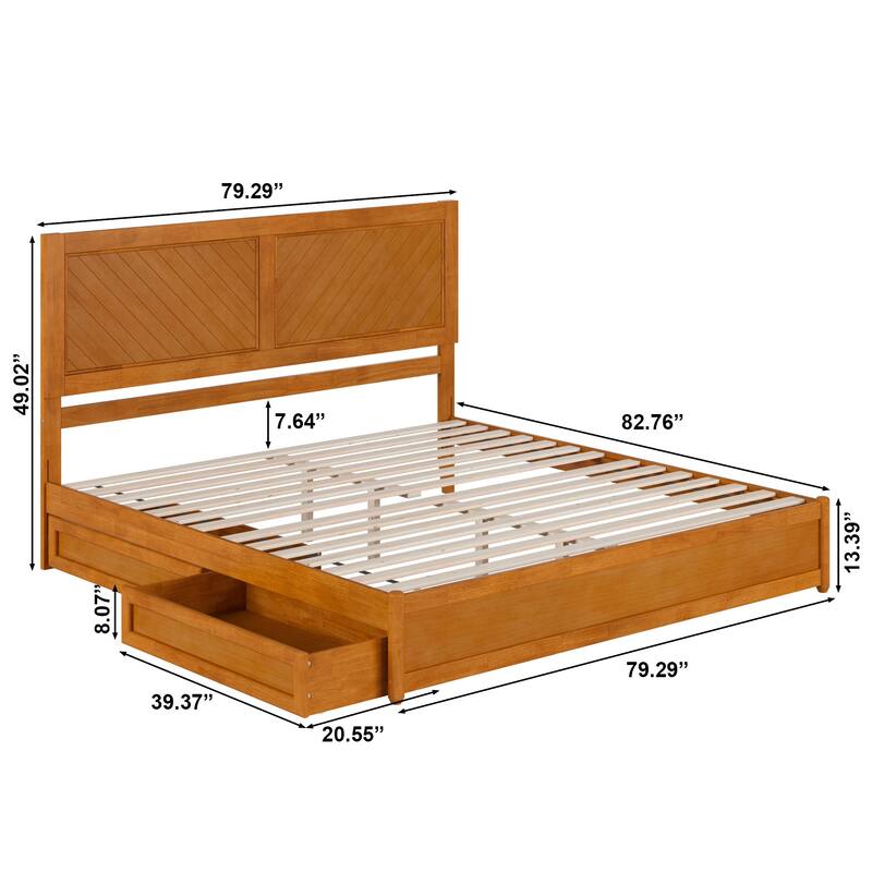 Clayton Platform Bed with Panel Footboard and Storage Drawers