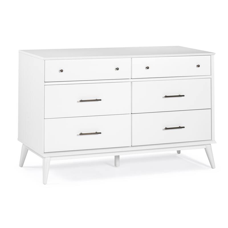 Mid-Century Castahno Solid Wood Six Drawer Dresser