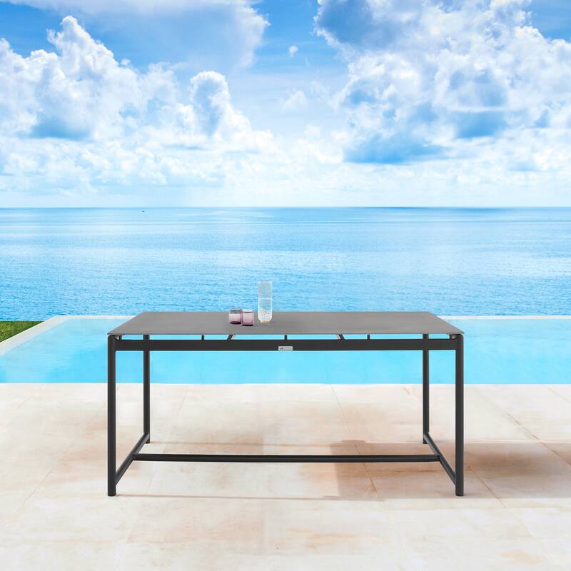 Outdoor Dining Table - Aluminum & Teak Patio Table - 6 Seater - 63