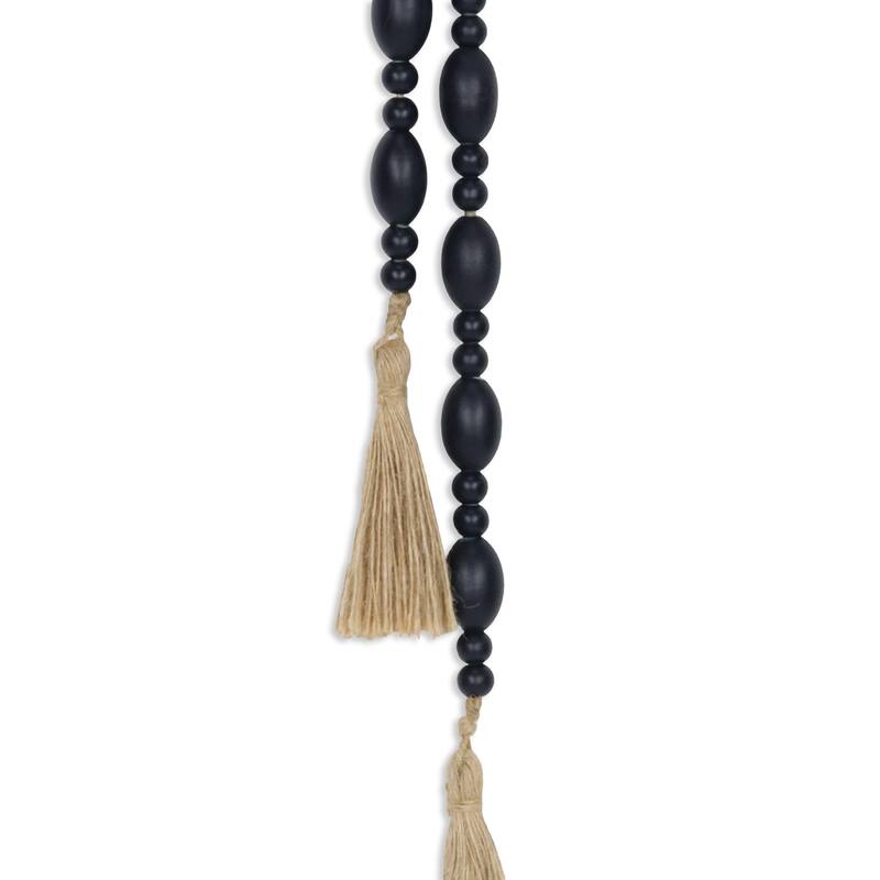 Mixed Oval and Spherical Bead Tassel Decoration Dark Blue - 36"