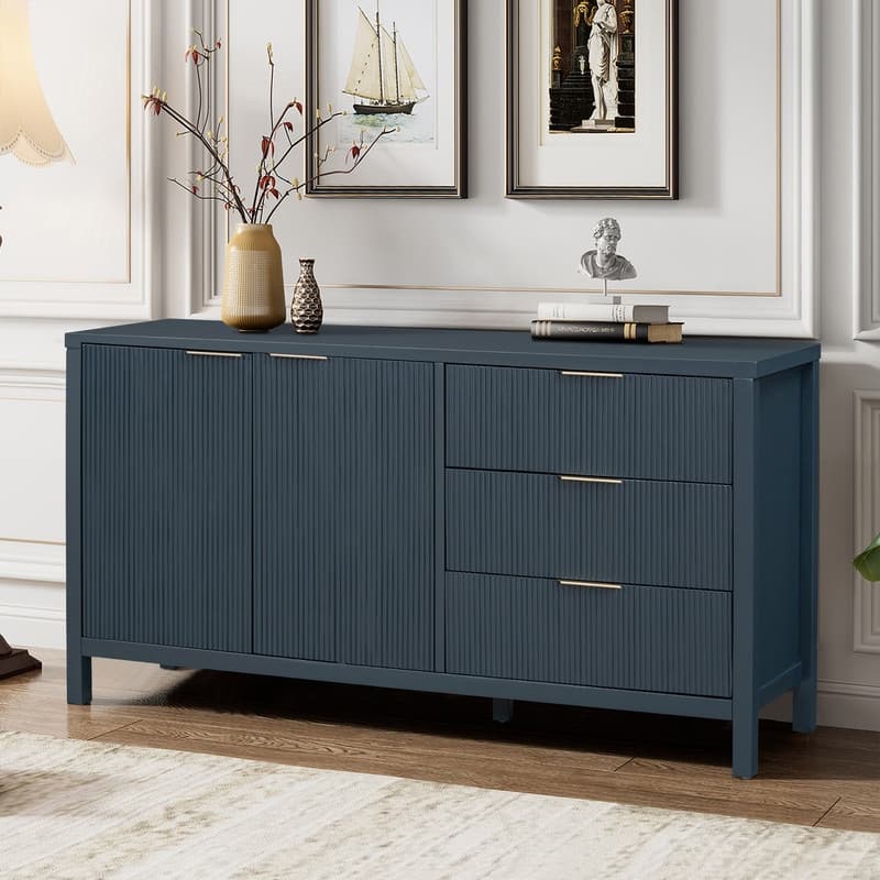 60" Modern 2-Door Sideboard Cabinet with Functional Storage Drawers for Entryway Living Room or Hallway