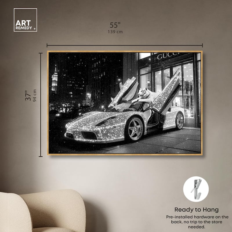 Glistening Tiger and Car Canvas by Art Remedy