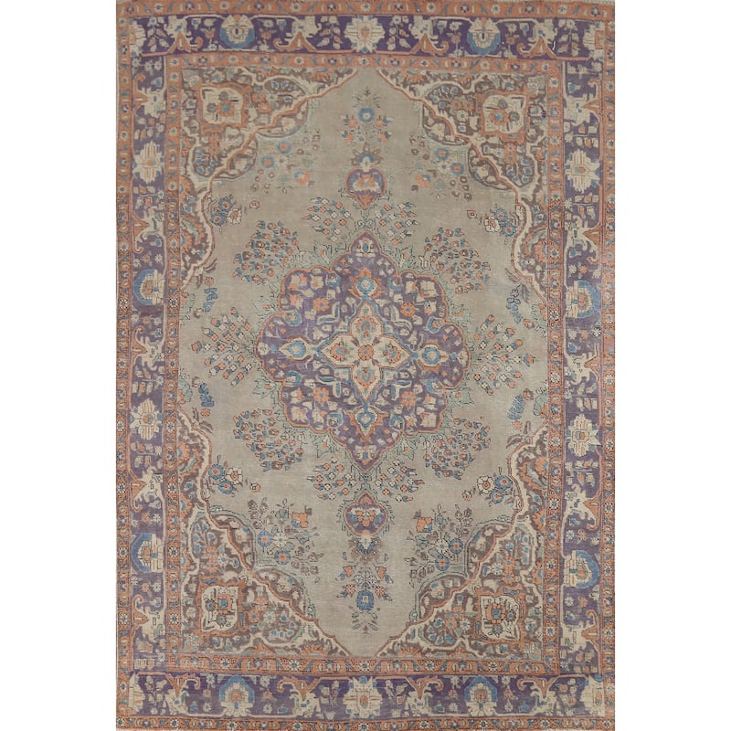 Tabriz Persian Vintage Area Rug Handmade Wool Carpet - 7'8"x 11'2"