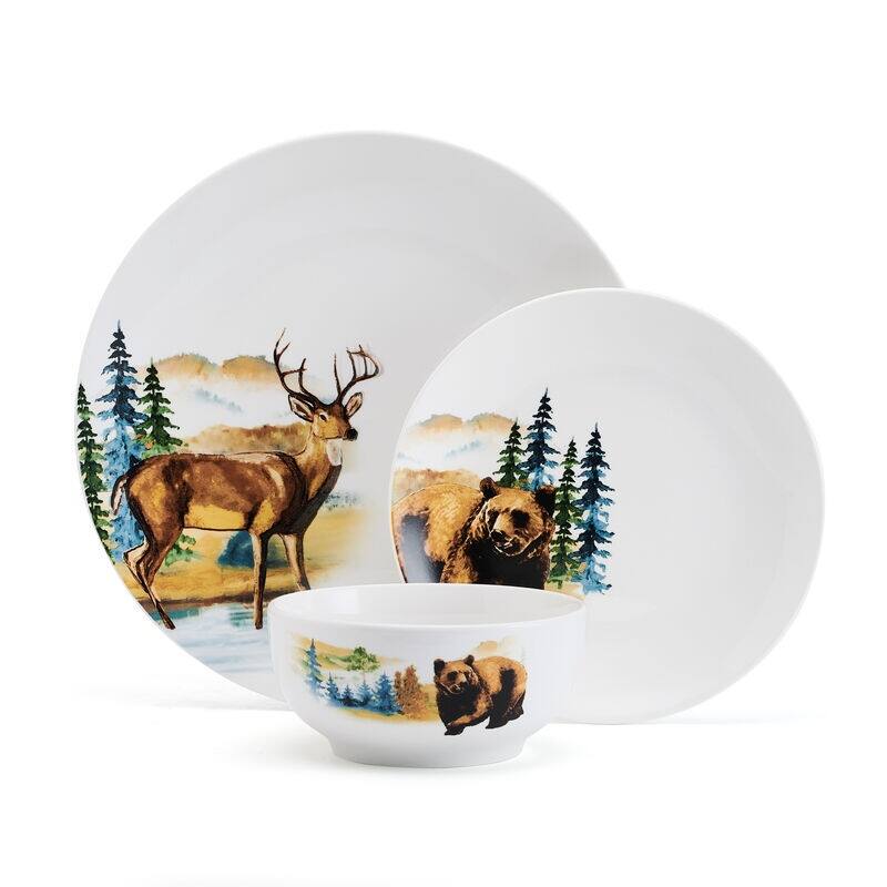 Studio Nova Woodland Animals 12-Piece Dinnerware Set, Service for 4