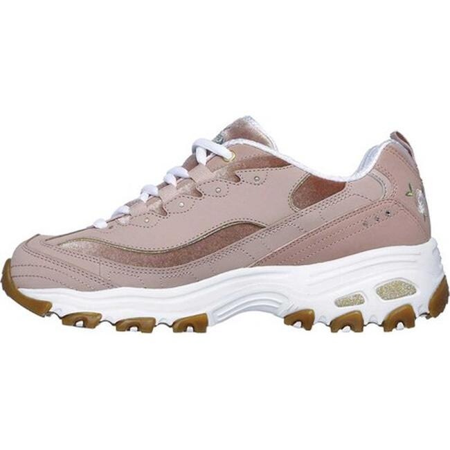 white skechers with roses