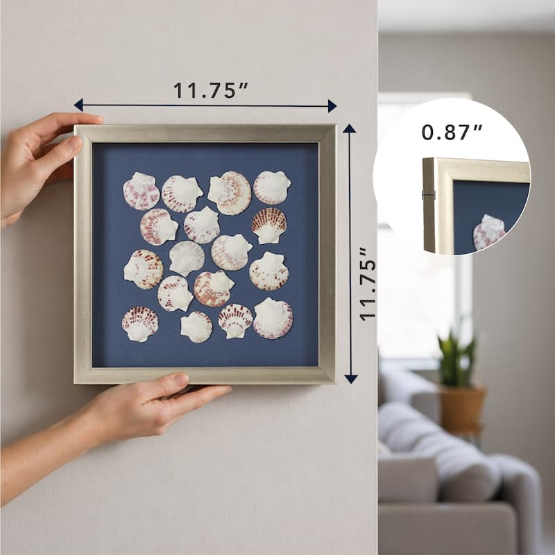 American Art Decor 2-Piece Coastal Seashell & Sea Glass Shadowbox Framed Wall Art Set